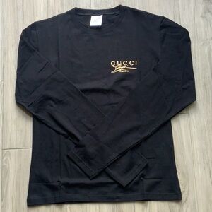 🏖️Gucci Premiere Promotional Large Cotton Long Sleeve Black T Shirt Unis…